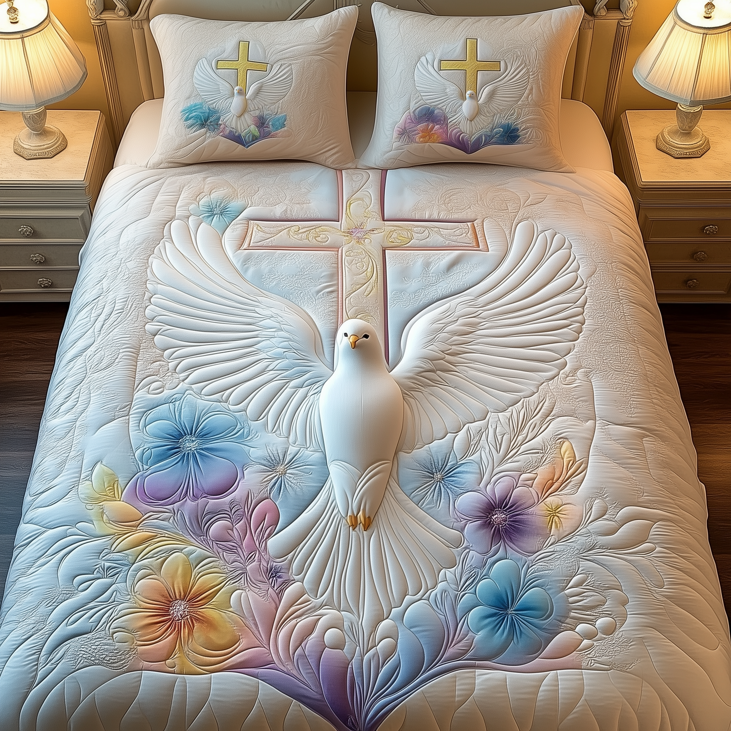 Holy Spirit Dove 3-Piece Quilted Bedding Set GFTOAB1880