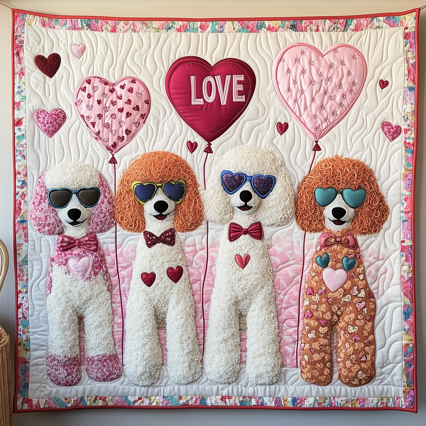 Valentine Poodle Date Quilted Blanket GFTOAB1924
