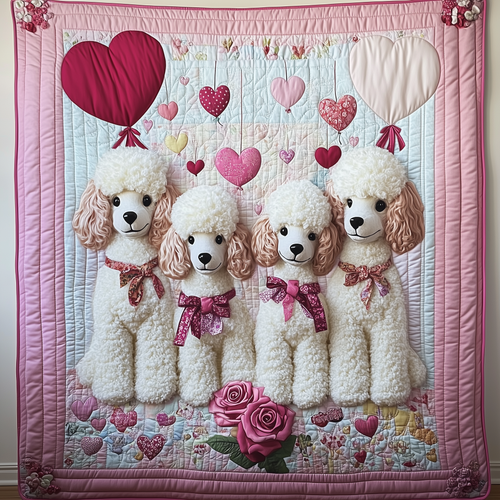 Valentine Poodle Date Quilted Blanket GFTOAB1925