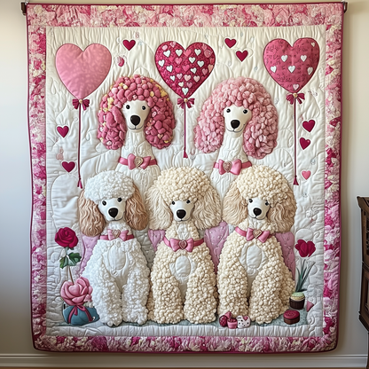 Valentine Poodle Date Quilted Blanket GFTOAB1926