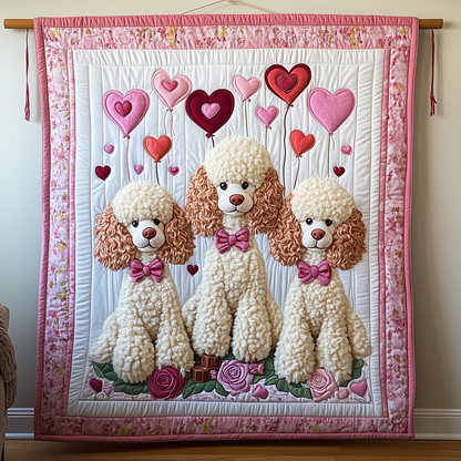Valentine Poodle Date Quilted Blanket GFTOAB1927