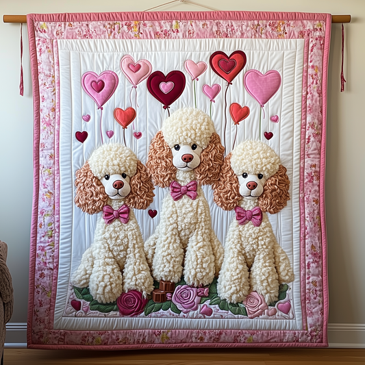 Valentine Poodle Date Quilted Blanket GFTOAB1927
