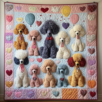 Valentine Poodle Gift For Her Quilted Blanket GFTOAB1934
