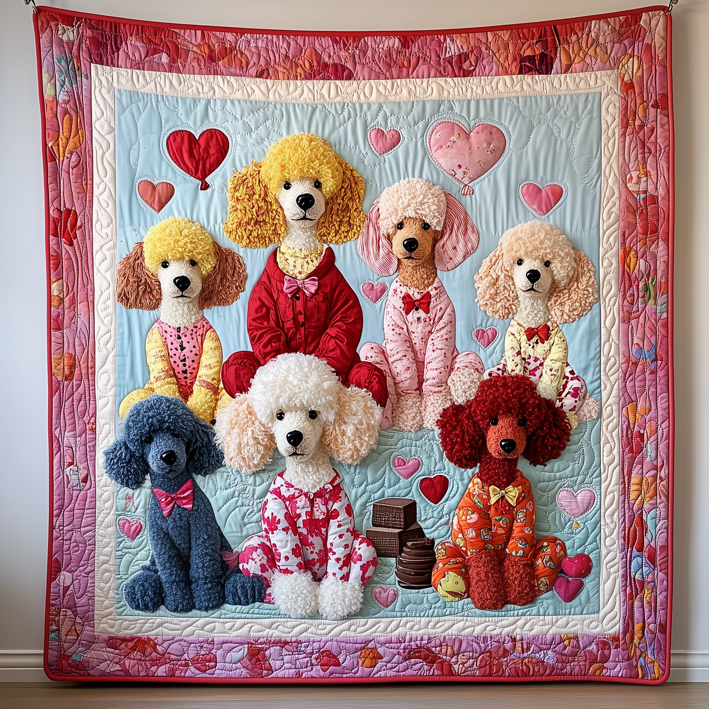 Valentine Poodle Gift For Her Quilted Blanket GFTOAB1937