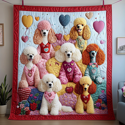 Valentine Poodle Gift For Her Quilted Blanket GFTOAB1938