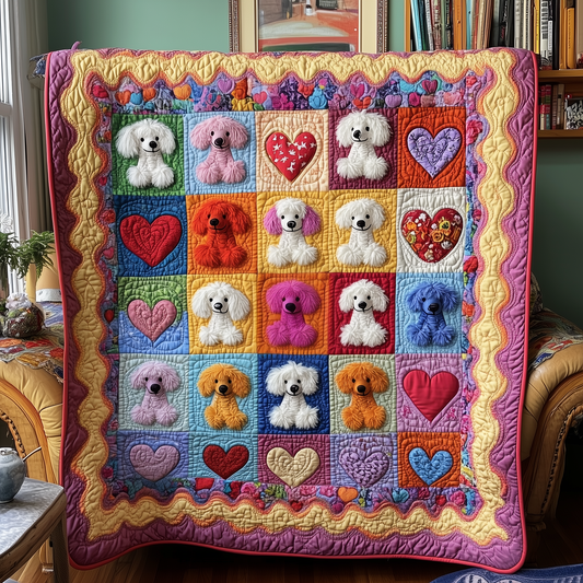 Valentine Poodle Gift For Her Quilted Blanket GFTOAB1939