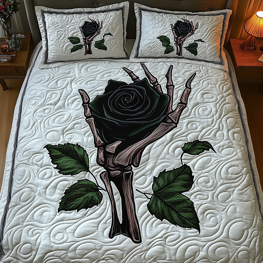 Charming Black Rose For U 3-Piece Quilted Bedding Set GFTOAB1941