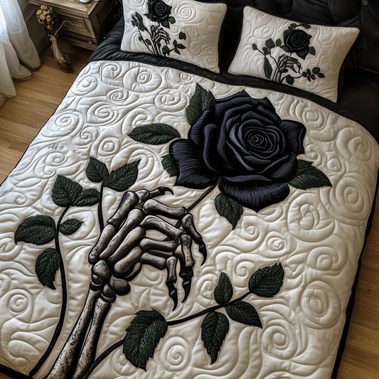 Charming Black Rose For U 3-Piece Quilted Bedding Set GFTOAB1946