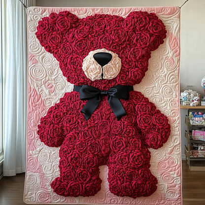 Red Roses Love Bear Quilted Blanket GFTOAB1985