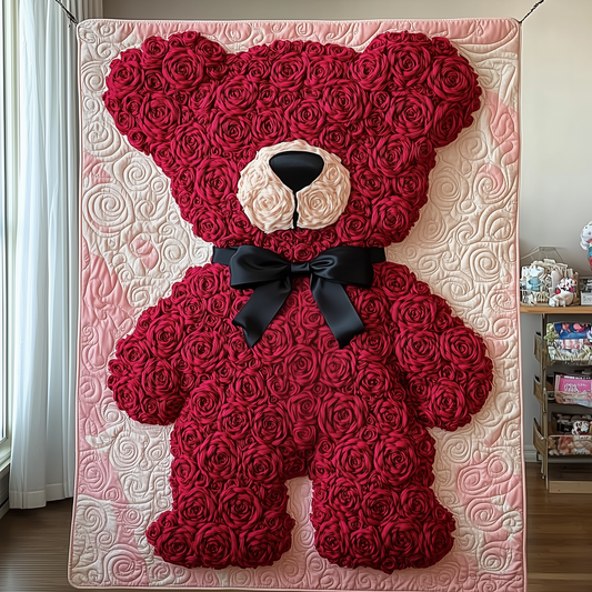 Red Roses Love Bear Quilted Blanket GFTOAB1985