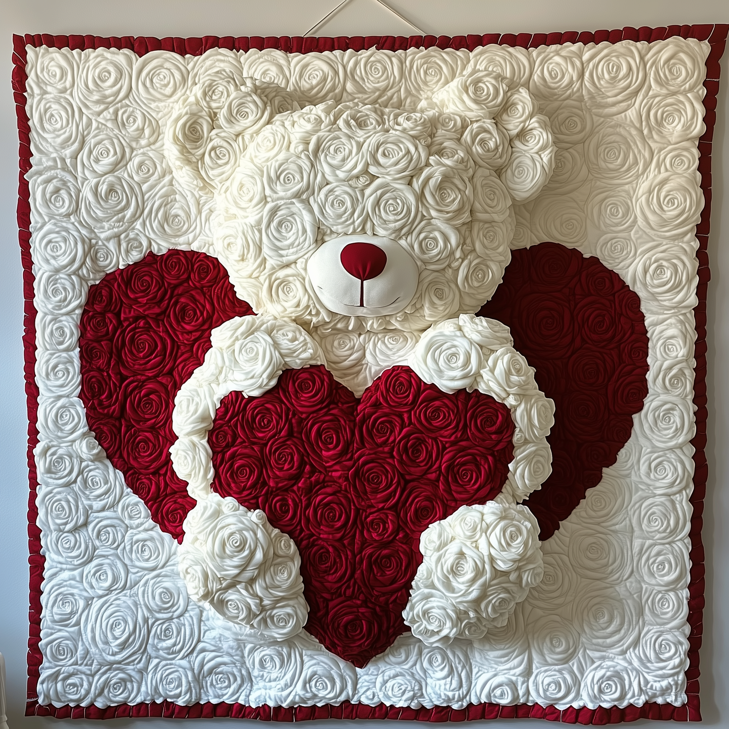 White Roses Love Bear Quilted Blanket GFTOAB1991