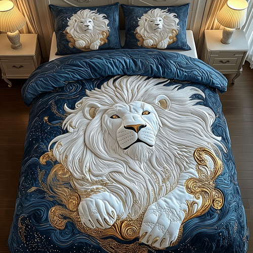 Majestic Leo Zodiac Sign 3-Piece Quilted Bedding Set GFTOAB2022