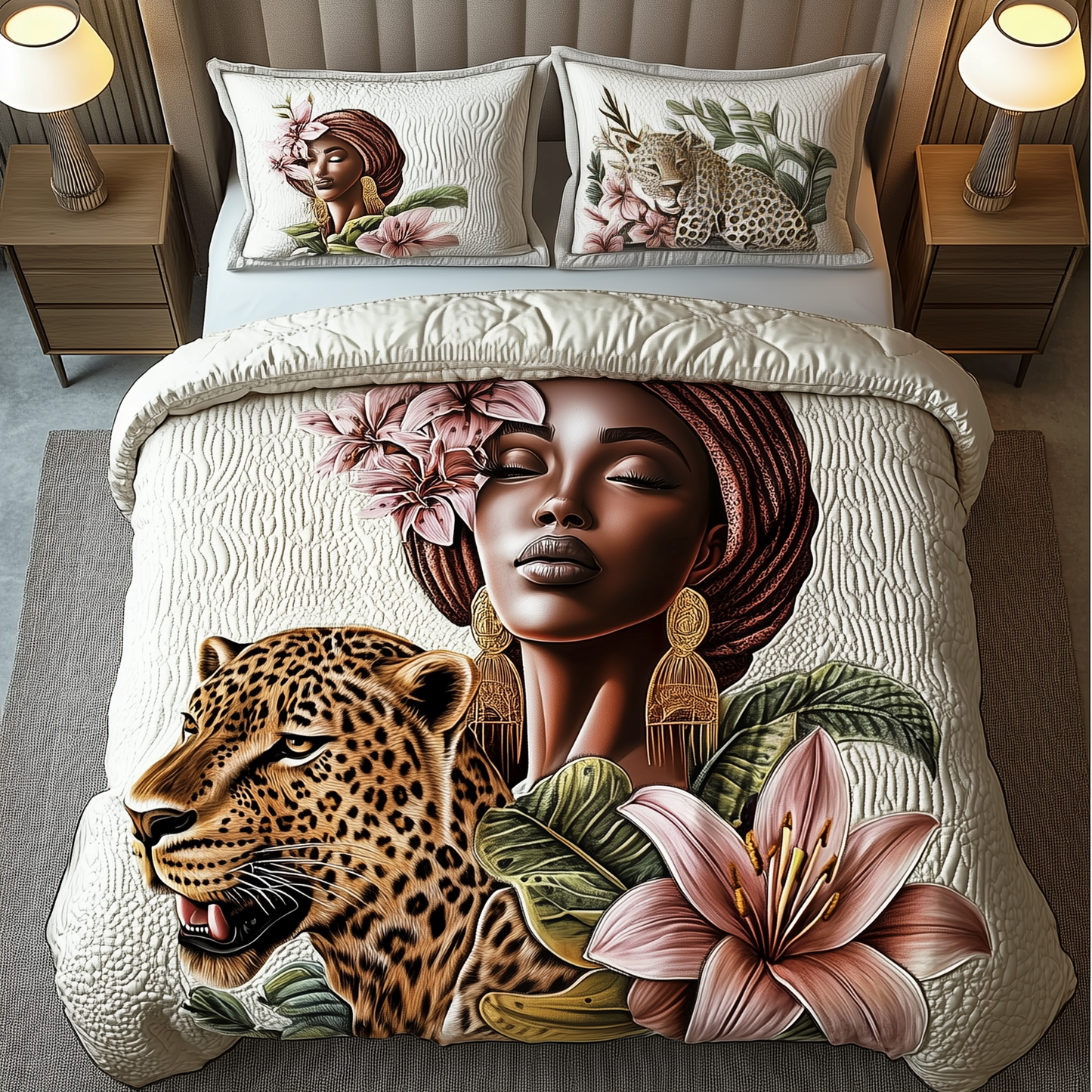 Leopard Lady 3-Piece Quilted Bedding Set GFTOAB2029