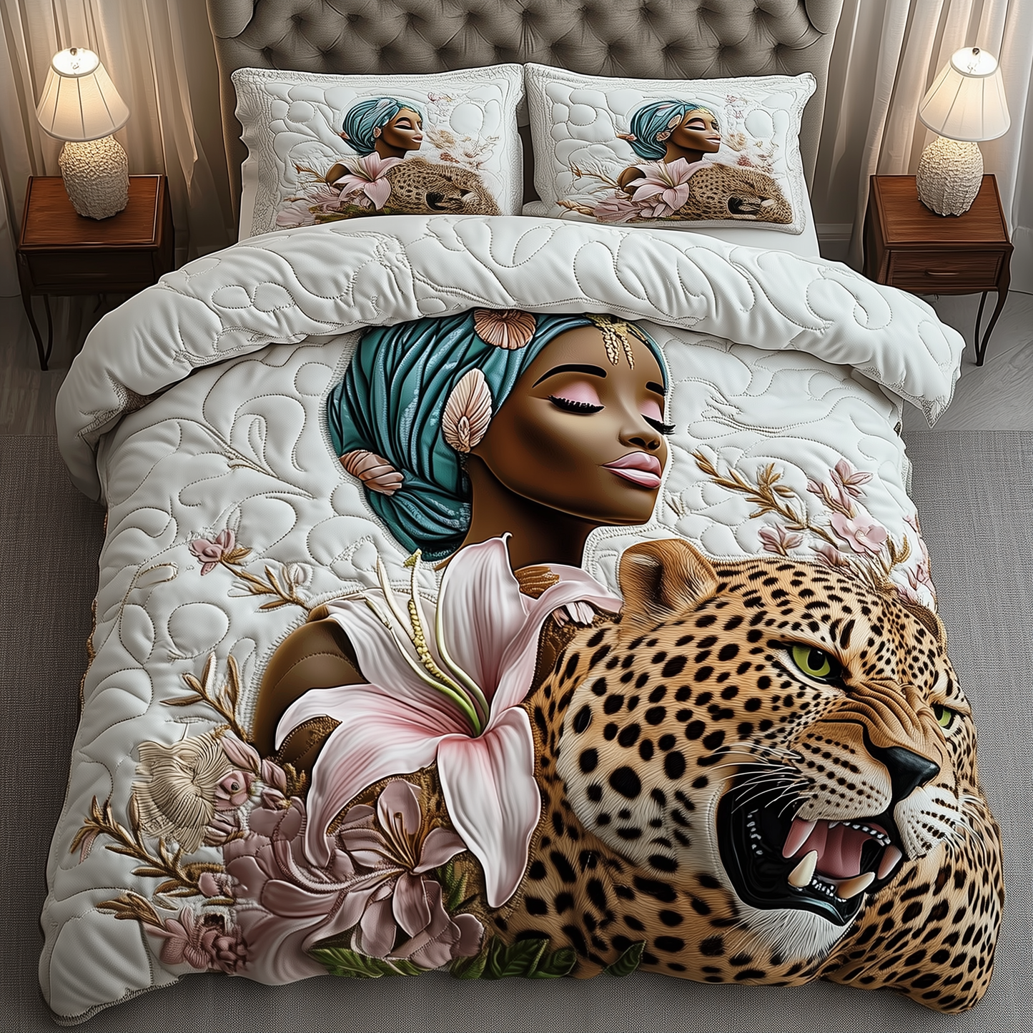 Leopard Lady 3-Piece Quilted Bedding Set GFTOAB2031