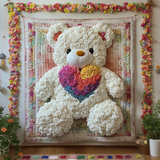 Rainbow Love Bear Quilted Blanket GFTOAB2036