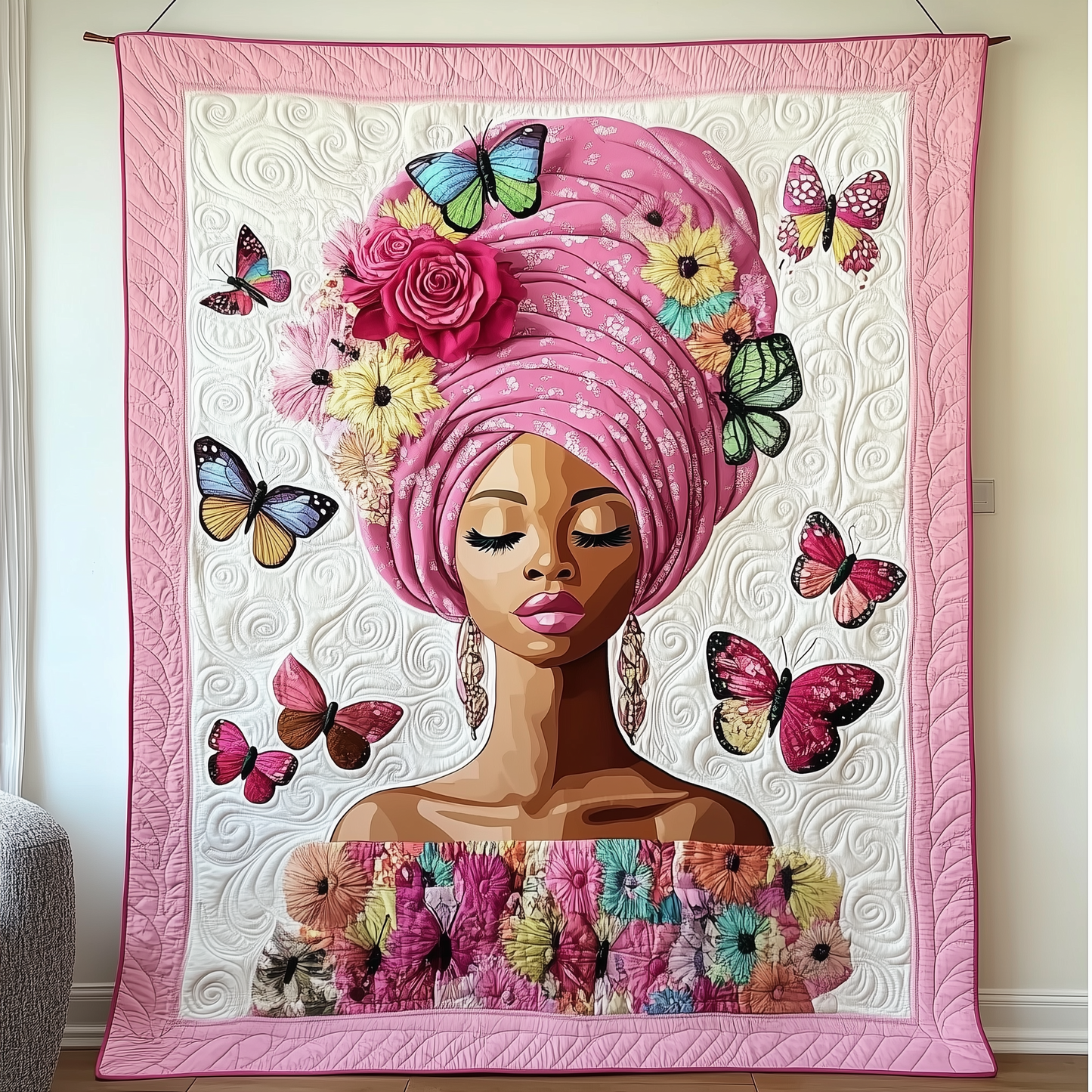 Butterflies Woman Quilted Blanket GFTOAB2041