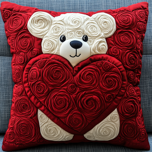 Love Bear Roses Quilted Pillow Case GFTOAB2069