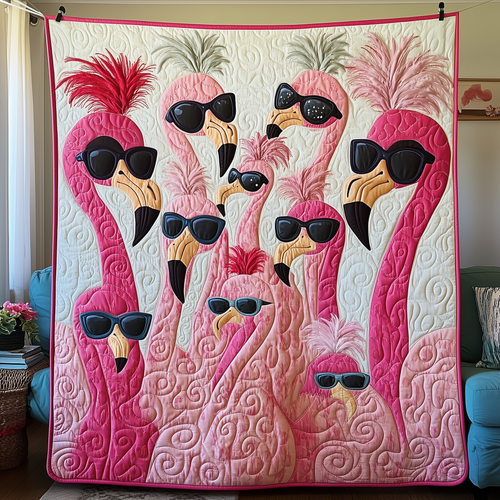 Fashionable Flamingo Ladies Quilted Blanket GFTOAB2077