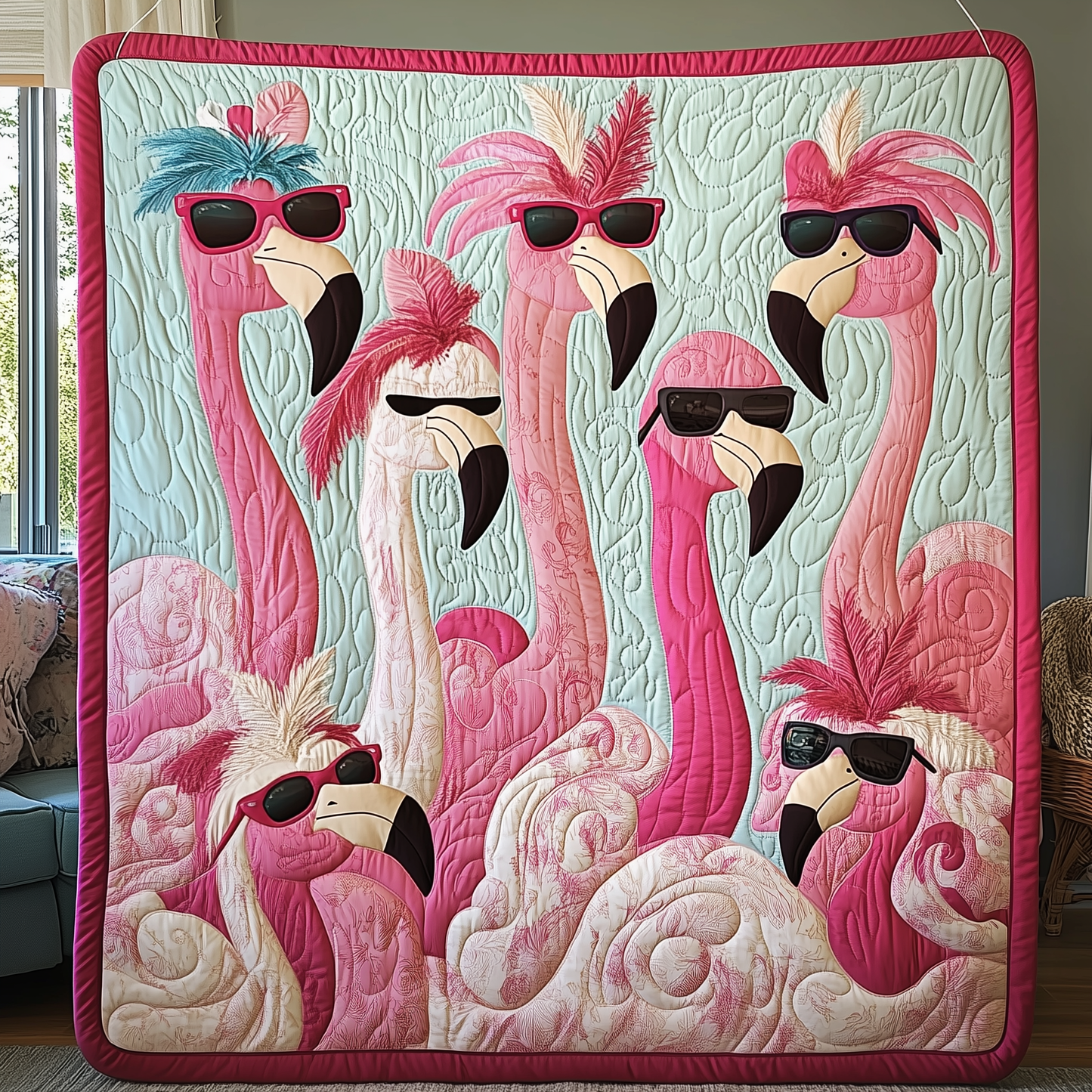 Fashionable Flamingo Ladies Quilted Blanket GFTOAB2078