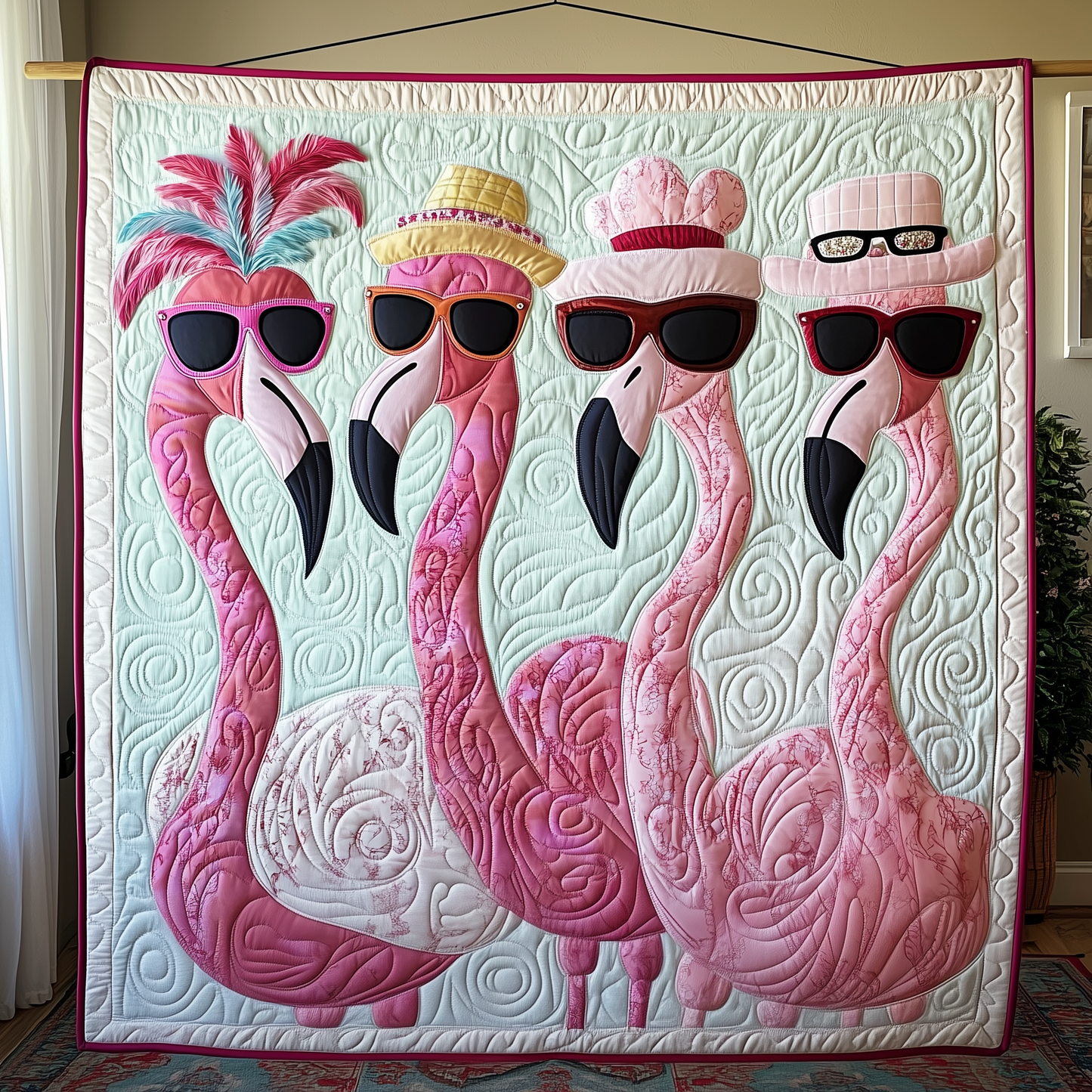 Fashionable Flamingo Ladies Quilted Blanket GFTOAB2080