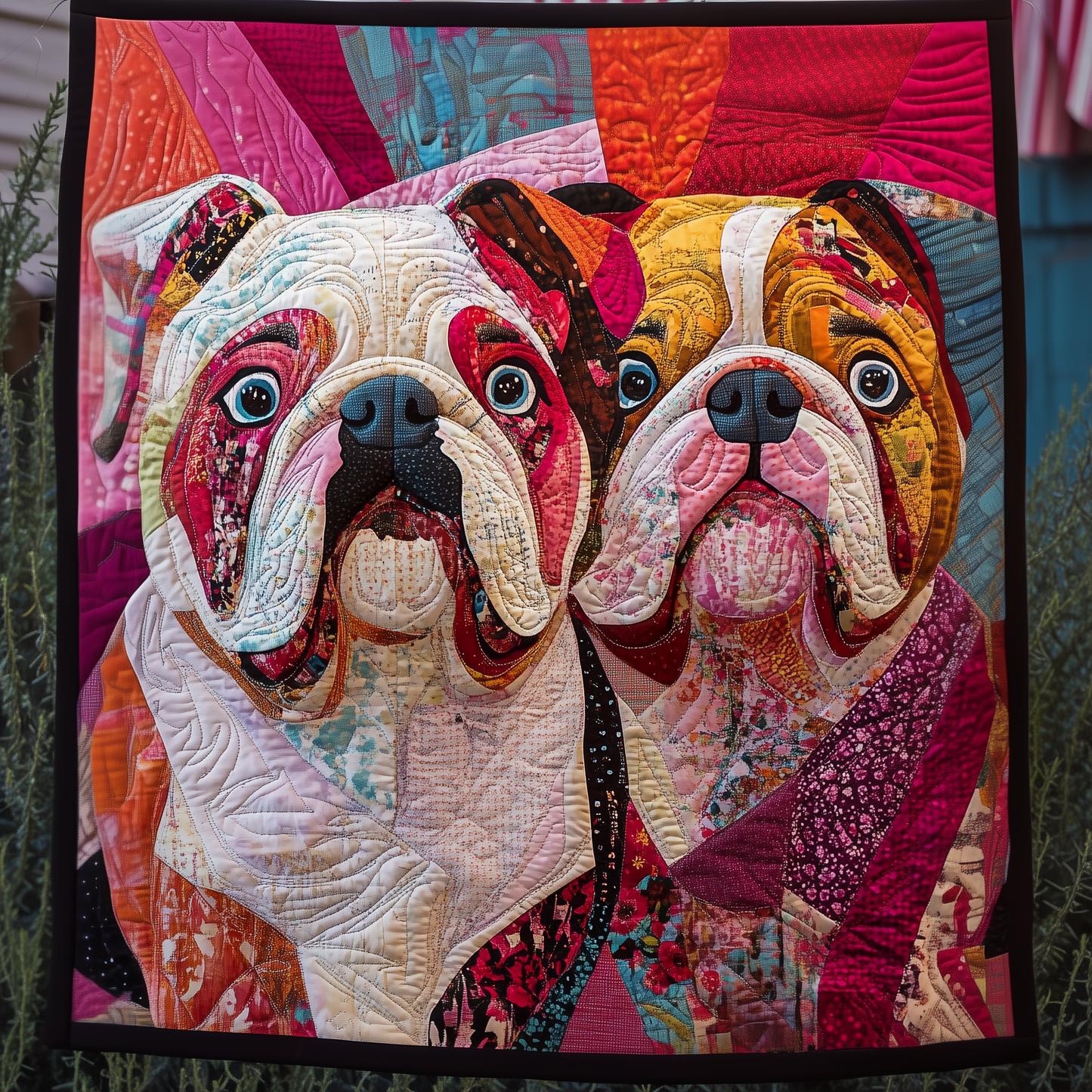 Valentine Bulldog Couple Quilted Blanket GFTOAB2127