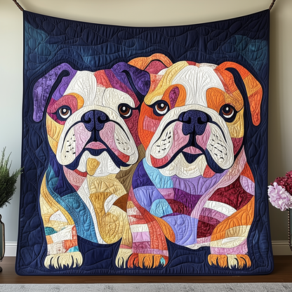 Valentine Bulldog Couple Quilted Blanket GFTOAB2130