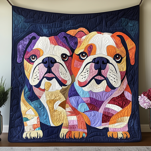 Valentine Bulldog Couple Quilted Blanket GFTOAB2130