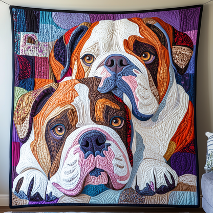 Valentine Bulldog Couple Quilted Blanket GFTOAB2131
