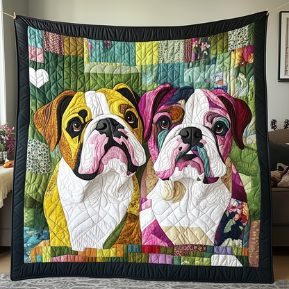 Valentine Bulldog Couple Quilted Blanket GFTOAB2133