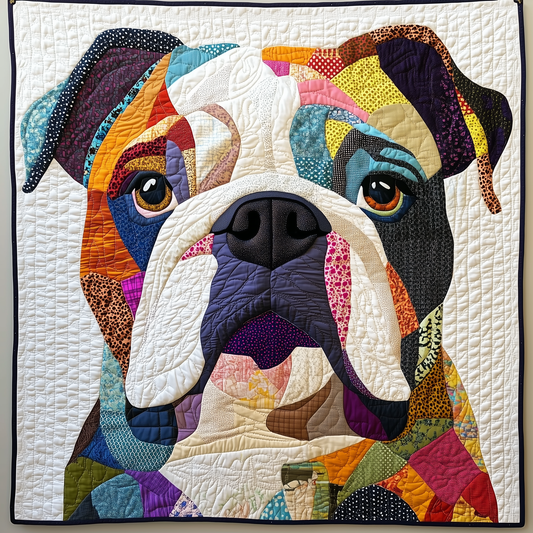Colorful Bulldog Quilted Blanket GFTOAB2134