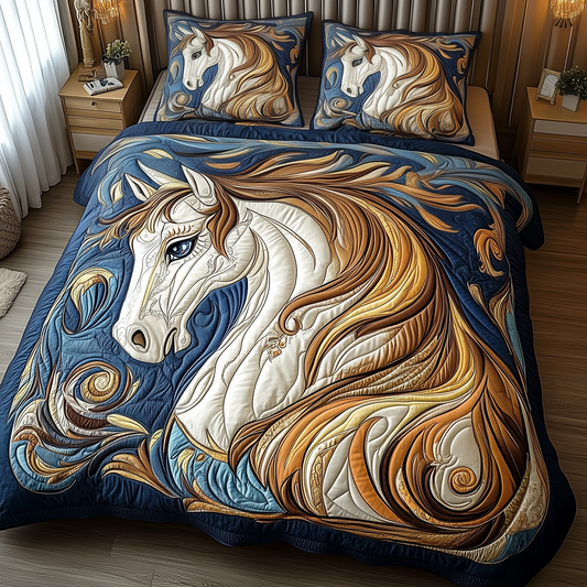 Horse 3-Piece Quilted Bedding Set GFTOAB2147