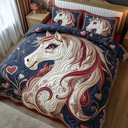 Horse 3-Piece Quilted Bedding Set GFTOAB2149