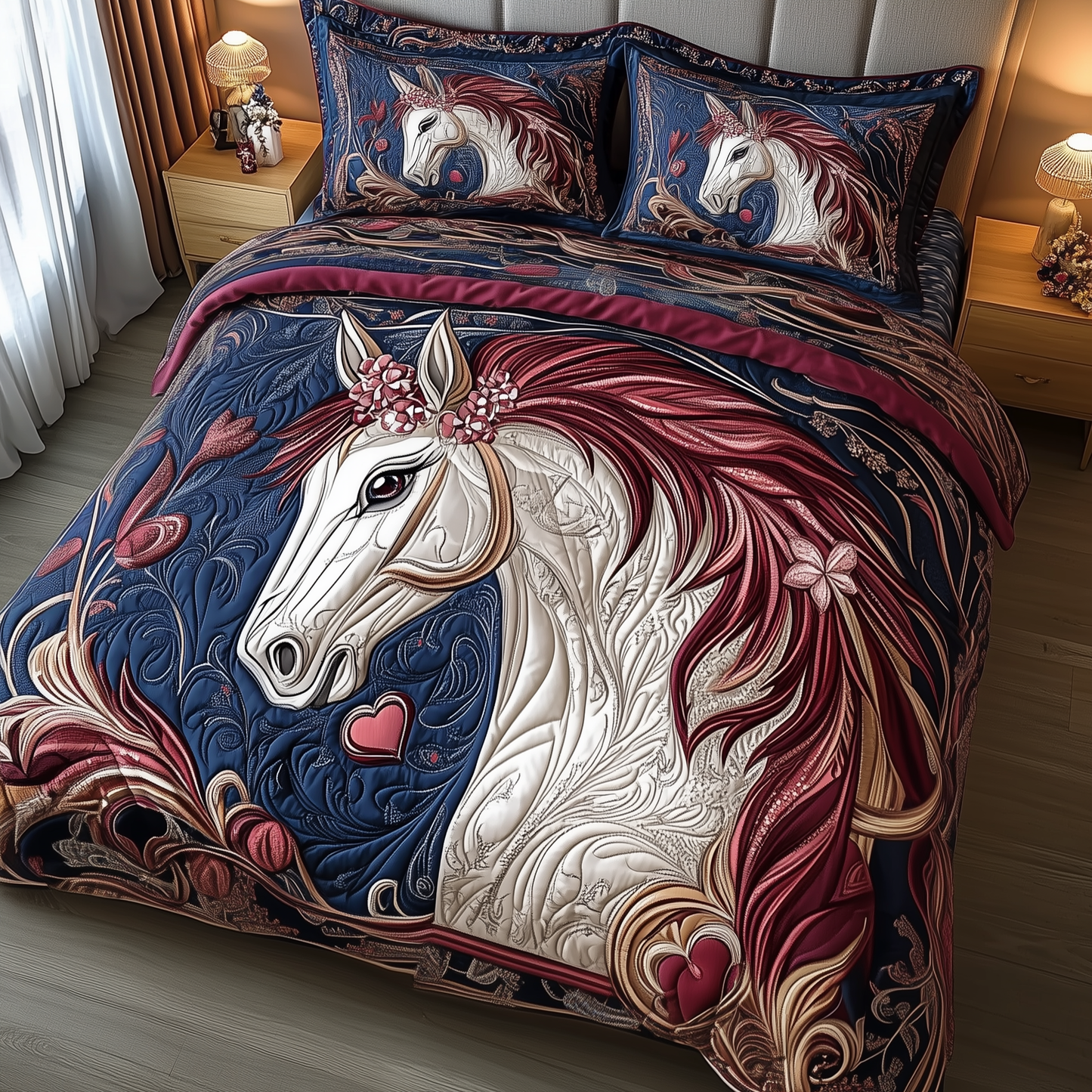 Horse 3-Piece Quilted Bedding Set GFTOAB2150