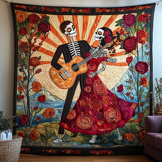 Dancing Day of the Dead Quilted Blanket GFTOAB2174