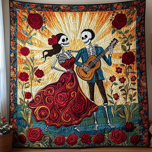 Dancing Day of the Dead Quilted Blanket GFTOAB2175
