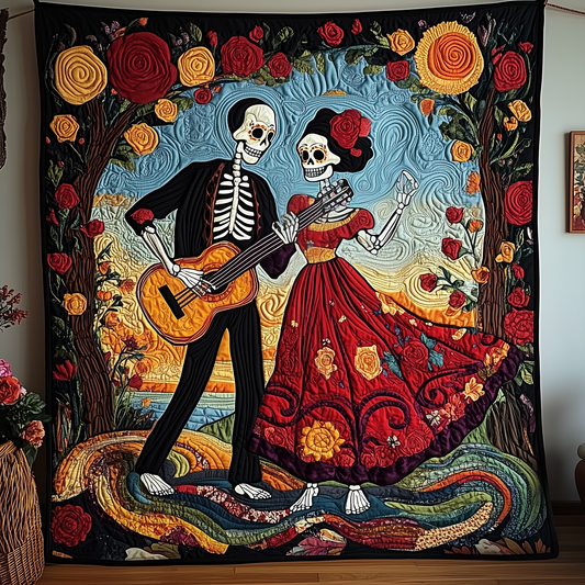Dancing Day of the Dead Quilted Blanket GFTOAB2178