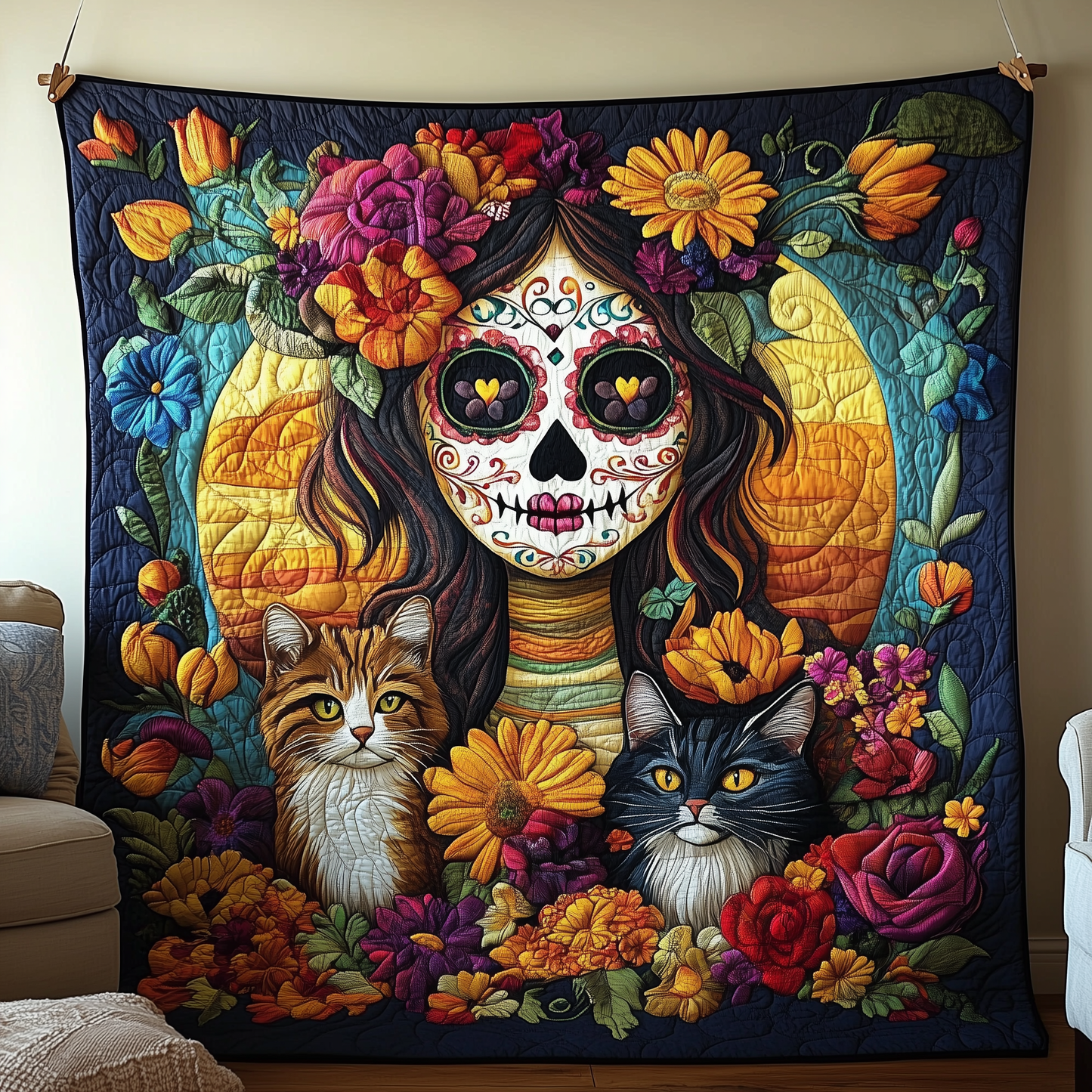 Day of the Dead Mystical Woman Quilted Blanket GFTOAB2180