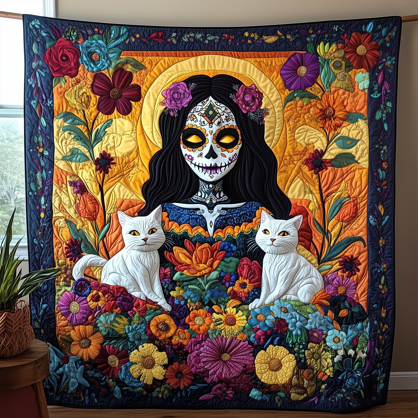 Day of the Dead Mystical Woman Quilted Blanket GFTOAB2182