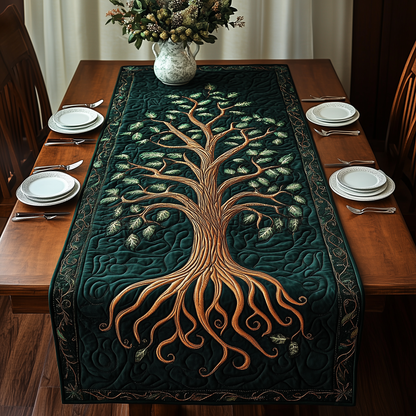 Ancient Celtic Tree Of Life Quilted Table Runner