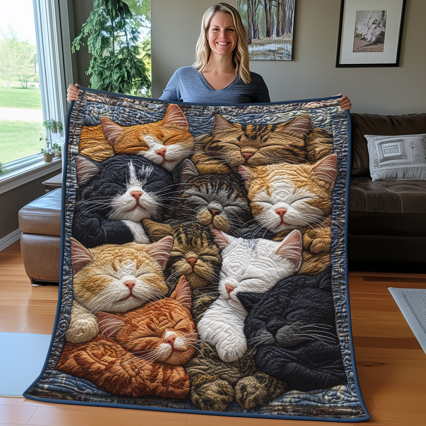 Sleeping Cat Quilted Blanket GFTOAB2409