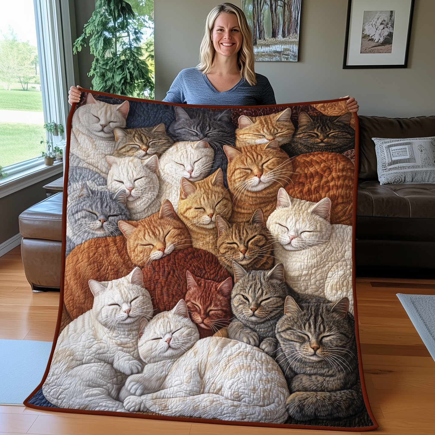 Sleeping Cat Quilted Blanket GFTOAB2411