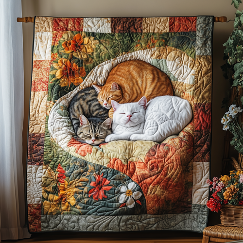 Adorable Sleeping Cat Quilted Blanket GFTOAB2435