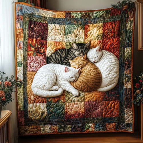 Adorable Sleeping Cat Quilted Blanket GFTOAB2436