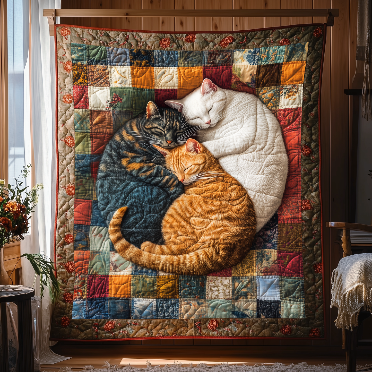 Adorable Sleeping Cat Quilted Blanket GFTOAB2437
