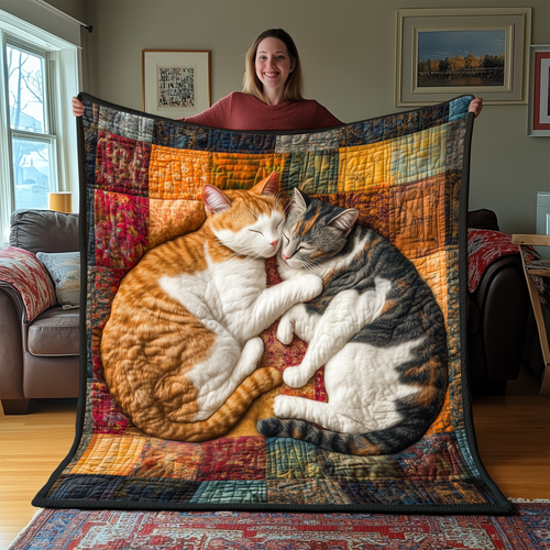 Adorable Sleeping Cat Quilted Blanket GFTOAB2438