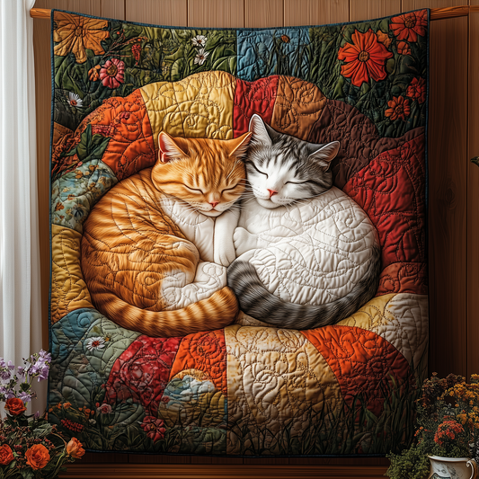 Sleeping Cat Couple Quilted Blanket GFTOAB2440