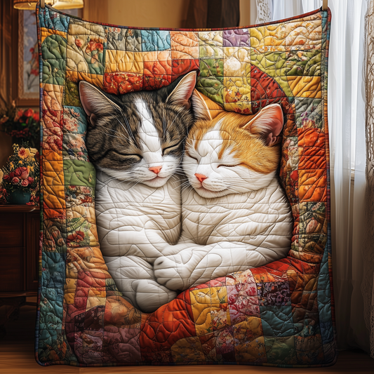 Sleeping Cat Couple Quilted Blanket GFTOAB2441