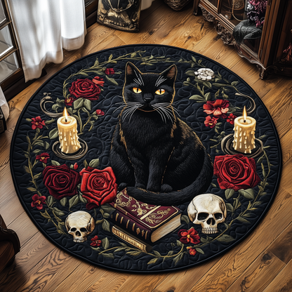 Mysterious Cat Quilted Round Mat GFTOAB2448
