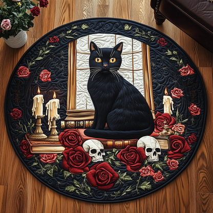 Mysterious Cat Quilted Round Mat GFTOAB2449