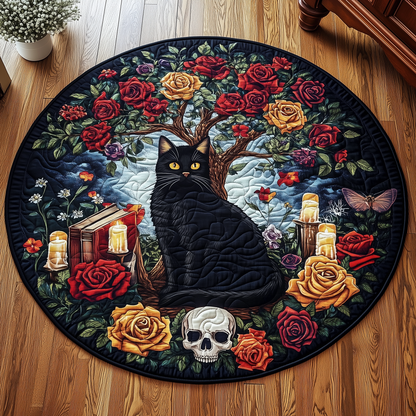 Mysterious Cat Quilted Round Mat GFTOAB2451